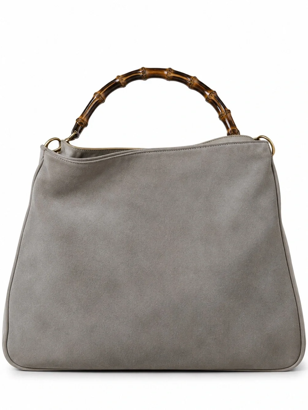 GUCCI Vintage Suede Chain Bamboo Top Handle Satchel Slouchy Tote Bag